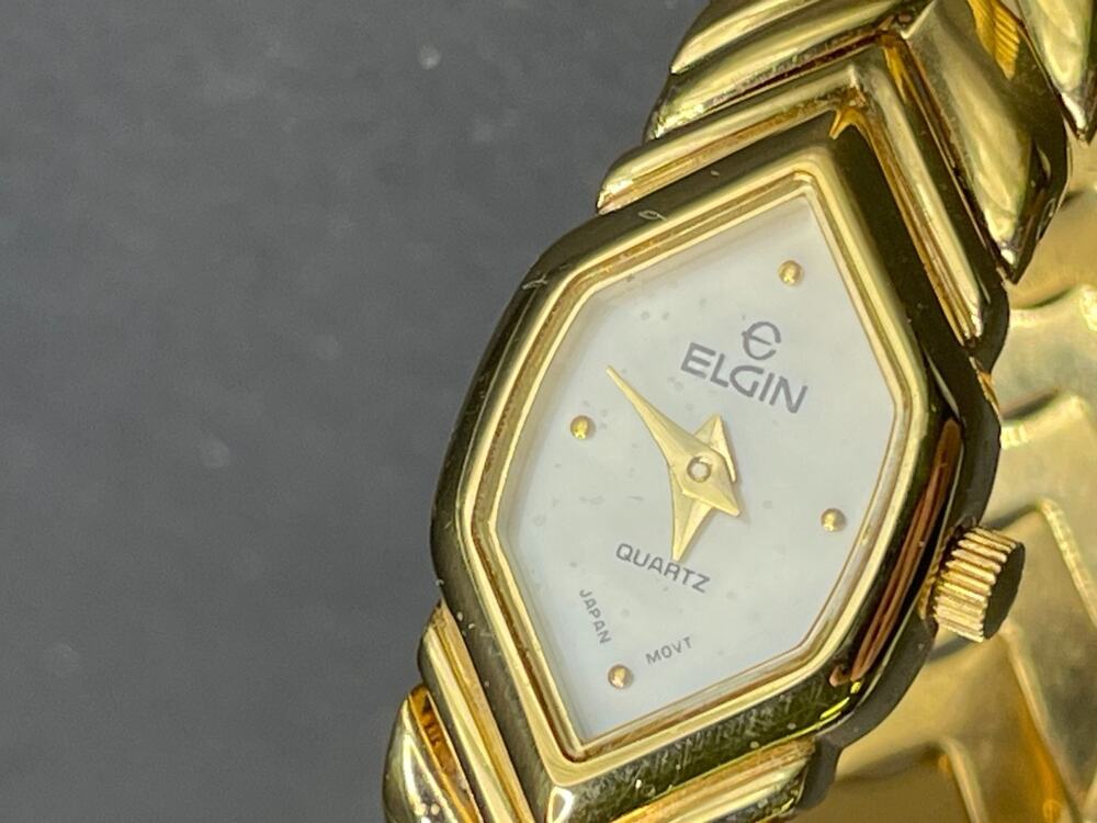 Vintage Elgin EJ240-017/YL60 Cocktail Quartz Watch Gold Tone 14.5MM Japan Movt